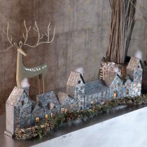 Artikel Deko Häuserreihe mit Teelichthaltern Adventsdeko 68cm