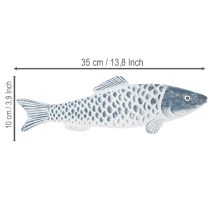 Artikel Holzfisch in Blau Weiß Fisch Deko Holzmehl 35cm 1St
