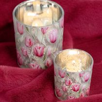 Artikel Deko Windlicht Glasmotiv Tulpendesign für frühlingshafte Wohnakzente 8cm 4St.