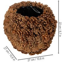 Artikel Deko-Übertopf mit Zapfen Naturoptik 27cm Zapfentopf rund Naturbraun aus Tannenzapfen 27cm 22cm