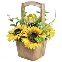 Artikel Sonnenblumen künstlich Blumengesteck im Holztopf H31cm