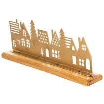 Artikel Häuser Silhouette Dekoration Advent auf Holzsockel 29cm