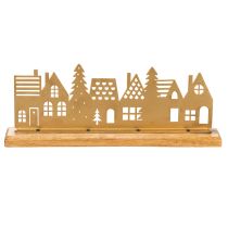 Artikel Häuser Silhouette Dekoration Advent auf Holzsockel 29cm