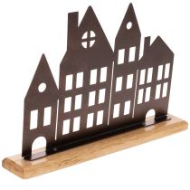Artikel Häuserreihe Dekoration Metall mit Holzsockel 30cm