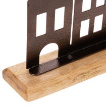 Artikel Häuserreihe Dekoration Metall mit Holzsockel 30cm