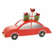 Weihnachts-Auto mit LED Rot Metall 25cm H14,5cm Für Batterie.