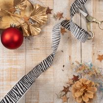 Artikel Geschenkband mit Zebramuster Print Geschenkband 25mm 20m