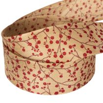 Artikel Dekoband Zweige mit roten Glitter Beeren 40mm 15m
