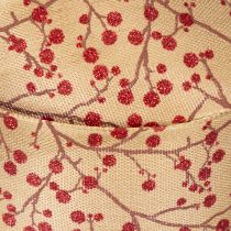Artikel Dekoband Zweige mit roten Glitter Beeren 40mm 15m