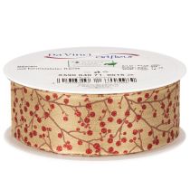 Artikel Dekoband Zweige mit roten Glitter Beeren 40mm 15m