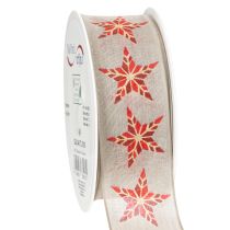 Artikel Dekoband mit roten Sternen Breit 40mm 15m
