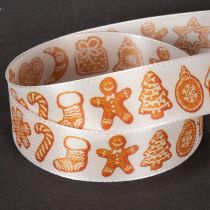 Artikel Geschenkband mit Lebkuchenfiguren Festliches Band für Weihnachtsgeschenke 25mm 18m