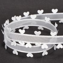Artikel Dekoband Weiß mit Herzen für kreative Bastelideen 20mm 15m