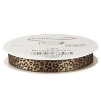 Artikel Band Leopard Print Seidenband Braun Schwarz 15mm 18m