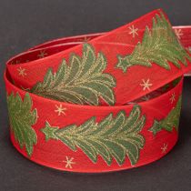 Artikel Geschenkband Tannenbaum mit Sternen 40mm 15m