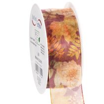 Artikel Geschenkband in Herbstfarben Organzaband mit floralem Muster 40mm 15m