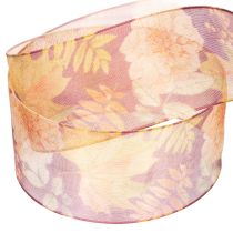 Artikel Geschenkband in Herbstfarben Organzaband mit floralem Muster 40mm 15m