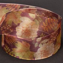 Artikel Geschenkband in Herbstfarben Organzaband mit floralem Muster 40mm 15m