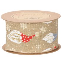 Artikel Dekoband Weihnachtswichtel auf Juteband Winterliches Motiv 60mm 10m
