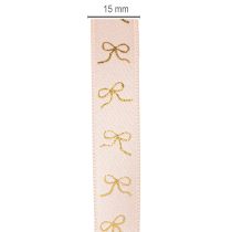 Artikel Geschenkband mit goldenen Schleifen 15mm 18m