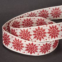 Artikel Dekoband Schneeflocken Geschenkverpackung Winter 25mm 20m