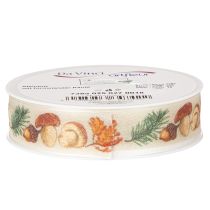 Artikel Dekoband mit Pilzen und Herbstlaub Motiv 25mm 18m