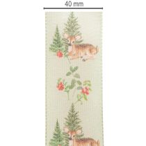 Artikel Dekoband mit Reh Motiv Wald und Blumen 40mm 15m