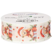 Artikel Geschenkband Bär mit Weihnachtsmütze und Geschenken 40mm 15m