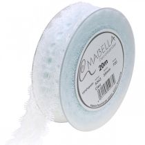 Artikel Band mit Spitze, Hochzeitsdeko, Dekoband Weiß B35mm L20m