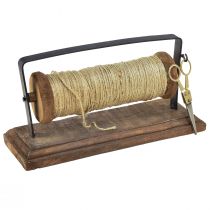 Abroller Holz Gusseisen Garnhalter Schere Jute L27,5cm