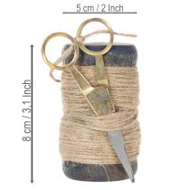 Artikel Bandspule Juteband mit Schere Ø5cm H8cm 2St