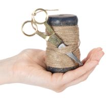 Artikel Bandspule Juteband mit Schere Ø5cm H8cm 2St