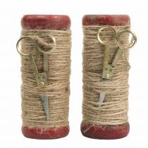 Artikel Garnspule mit Deko-Schere Ø6,5cm H15cm 2St Vintage-Stil