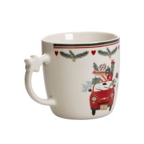 Artikel Becher Keramik Weihnachtsmotiv Auto mit Geschenken 9cm