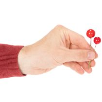 Artikel Künstliche rote Beeren Mini Weihnachtskugeln für floristische Dekoration 2cm 48St