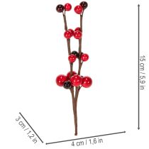 Artikel Künstlicher Zweig mit roten Beeren 15cm 6St
