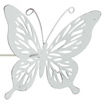 Beetstecker Metall Schmetterling Weiß 43x10,5x8cm 3St
