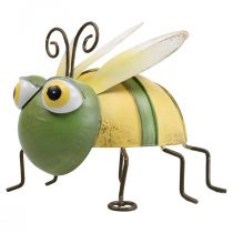 Gartenfigur Biene, Dekofigur Metall Insekt H9,5cm Grün Gelb