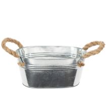 Artikel Blechschale mit Seilgriffen Silber 22cm H10cm