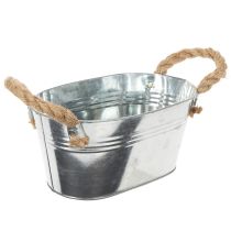 Artikel Blechschale mit Seilgriffen Silber 22cm H10cm