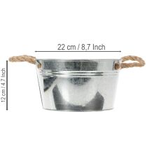 Artikel Blechschale mit Seilgriffen glänzend Ø22cm