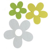 Holzblume Weiß/Gelb/Grün 3cm - 5cm 48St