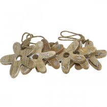 Artikel Holzblume mit Muster, Frühling, Holzanhänger Natur, Weiß H10cm 6St