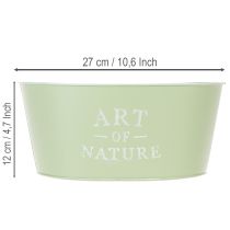 Artikel Blumenschale oval Zink Mintgrün 27×18cm H12,5cm
