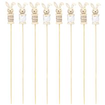 Artikel Blumenstecker Hase Holz Natur, Braun, Weiß L32cm 8 St