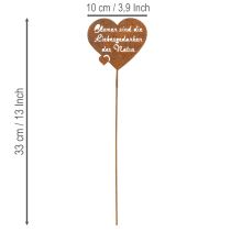 Artikel Blumenstecker Herz mit Spruch Rost Metall Gartendeko 10cm 6 St