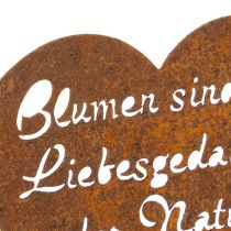 Artikel Blumenstecker Herz mit Spruch Rost Metall Gartendeko 10cm 6 St