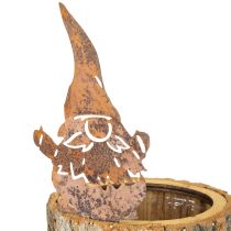 Artikel Blumentopf Holz Rinde Übertopf Wichtel Edelrost H24cm