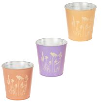 Artikel Blumentopf in Pastellfarben mit Blütenmotiv rund für Zimmerpflanzen 12cm 3St