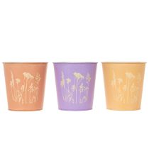 Artikel Blumentopf in Pastellfarben mit Blütenmotiv rund für Zimmerpflanzen 12cm 3St